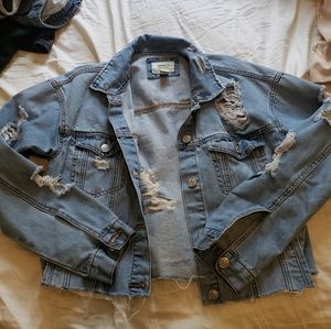 Distressed denim jacket